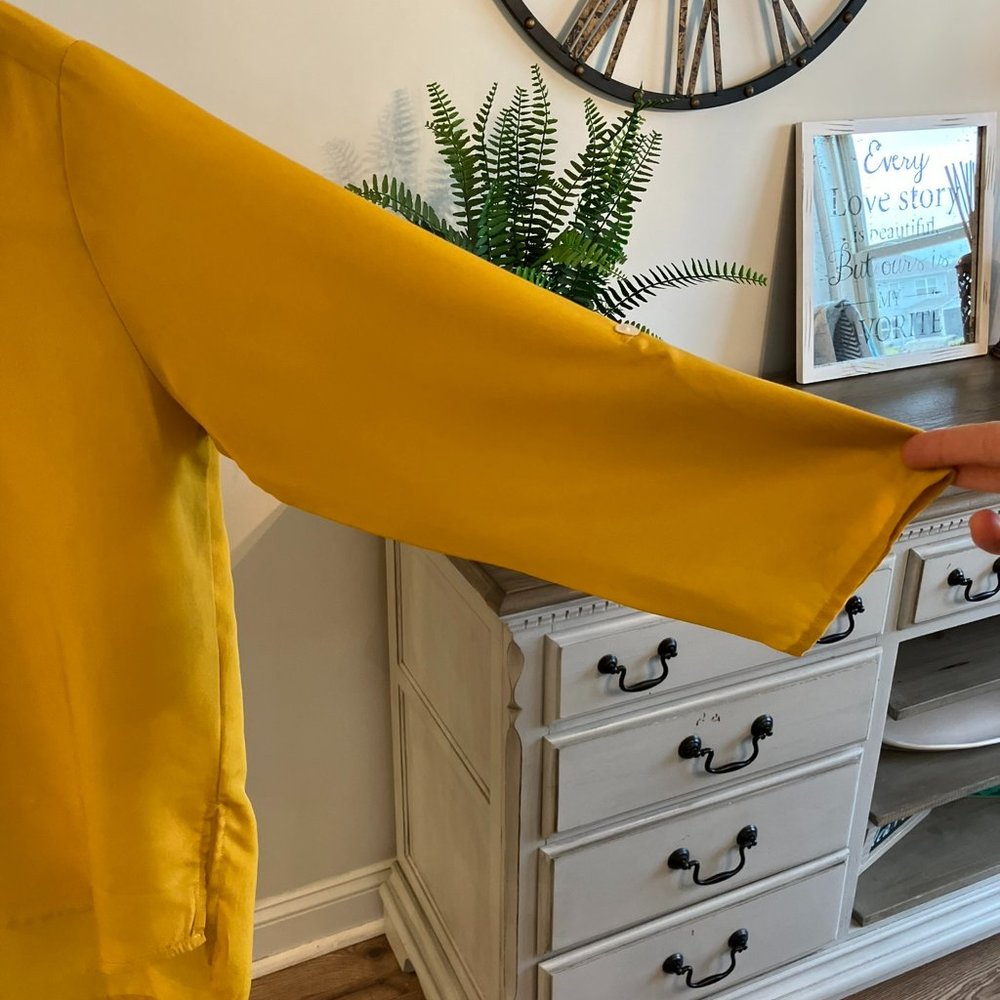 Fun & Flirt Women's 3/4 Sleeve  Blouse, Size Medium, Mustard Yellow - Picture 3 of 6
